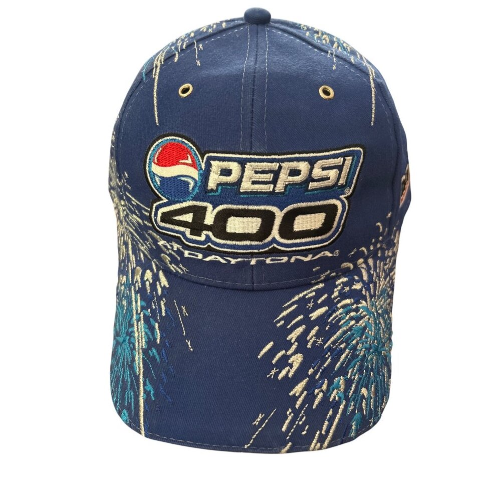 Vintage Daytona 2005 Pepsi 400 Racing Cap Blue & Silver Fireworks Design